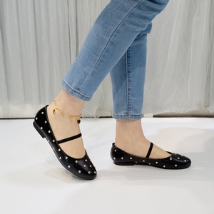 Chaussures de <span class=keywords><strong>danse</strong></span> ballet confortables pour femmes, ballerines simples à bout rond, ballerines Mary Jane nues avec strass - Product Image 2