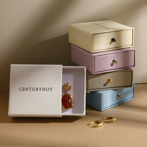 Boîte à bijoux de haute qualité avec logo personnalisé, boîte en papier écologique pour collier, bague, pendentif, emballage de rangement, boîte à tiroir avec poignée en métal - Product Image 5