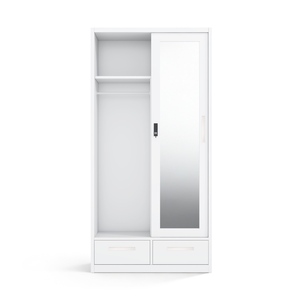 Armario de Acero Impreso con Puertas Correderas, Espejo y Dos Cajones, 900 mm, Desmontable y en Paquete Plano - Product Image 3