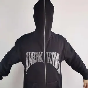 Spor giyim taklidi uzun kollu siyah Zip Hoodie Hip Hop Joggers kazak moda spor takımı ceket