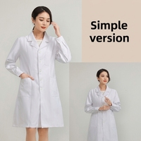 Blouse de laboratoire blanche à manches longues en polycoton, col à revers, vêtement de travail médical, boutons-pression, poches latérales, pour hôpital et pharmacie