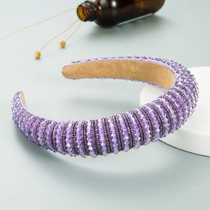 Mardi Gras Bandeau Perlé Violet Vert Jaune Cristal Tressé Bandeaux Rembourrés Carnaval Célébration Chapeaux Accessoires De Cheveux - Product Image 5