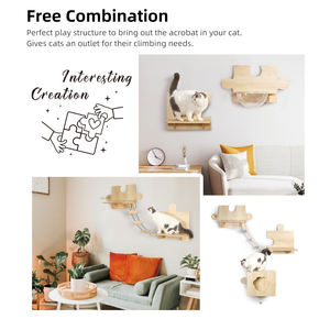 الأكثر مبيعًا أرفف إطار لشجرة القط الخشبية مثبتة على الحائط ، أرجوحة للقطط ، أثاث منصة الحائط للتسلق - Product Image 6