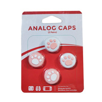 4 buah sarung silikon sakelar pegangan jempol kaki kucing penutup Joystick untuk Nintendo Switch Joycon Joystick penutup Analog topi Thumbstick