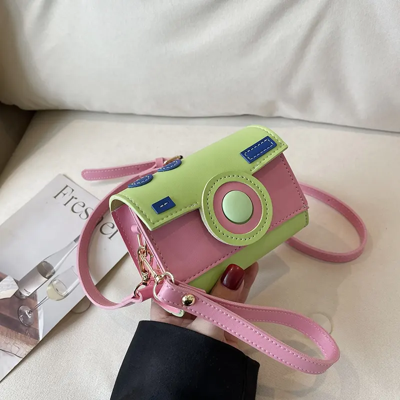 Yeni tasarım kamera şekli sevimli küçük bayanlar çantalar Messenger moda kids 'omuz çantaları kadın Mini çanta