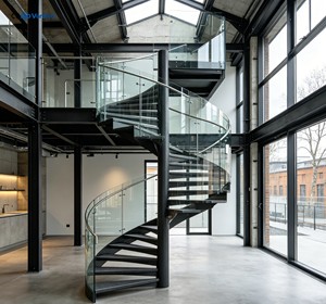 Escalera Espiral de Acero de Doble Viga para Exteriores a Precio de Fábrica, Escalera Curva Personalizada, Escalera Espiral de Hormigón - Product Image 5