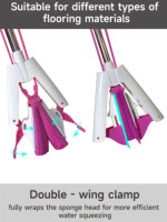Serpillère en éponge PVA rose Realida avec manche pliable, équipement de nettoyage pour la maison, éponge en cellulose pour le pressage, serpillère en éponge PU