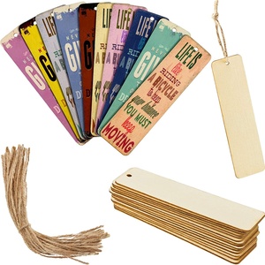 Marcapáginas de madera para manualidades personalizadas, sin terminar, forma rectangular, en blanco, <span class=keywords><strong>con</strong></span> agujeros y cuerdas - Product Image 1
