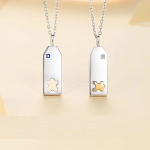 Collier de couple assorti en forme de briques de puzzle, pendentif pour amoureux, pour femmes et hommes - Product Image 2