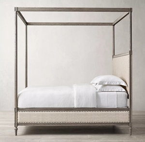 Lit double en bois massif sculpté de style américain rétro, surélevé, pour chambre à coucher, salon, appartement, villa, hôtel, personnalisation de meubles - Product Image 3