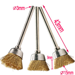 Brosses à <span class=keywords><strong>fil</strong></span> métallique en laiton de 15 mm pour outil rotatif <span class=keywords><strong>Dremel</strong></span>, accessoires de polissage - Product Image 5