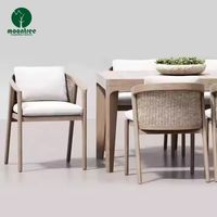 Moontree Nouveau Design Moderne Loisirs 6 Places Tissé à la Main Rotin Dos Jardin Dinning Chaises Teck Mobilier Extérieur