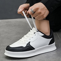Baskets décontractées pour hommes à semelle épaisse, lacets, empeigne en cuir synthétique, color block, respirantes, chaussures tendance