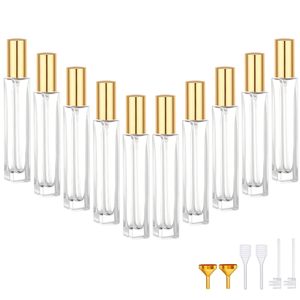 Botella de Perfume Cuadrada de Vidrio con Etiqueta Personalizada, 3ml/5ml/10ml, Botella de Muestra Dorada con Tapa Metálica y Pulverizador de Fábrica - Product Image 1