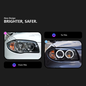 ไฟหน้า Phares E87 สำหรับรถ BMW ซีรีส์ 1 E87 ปี 2004-2011 ชุดไฟหน้า LED พร้อม Angel Eyes โปรเจคเตอร์เลนส์ DRL ไฟเลี้ยว ไฟสูง - Product Image 3