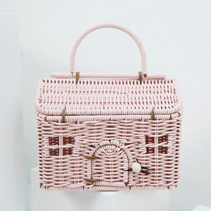 Panier cadeau de Noël en rotin avec couvercle et poignée pour le camping, la plage, les bonbons, l'emballage de fruits, les paniers de festival - Product Image 4