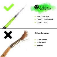 Pinceaux professionnels 6 pièces, manche en bois vert et noir, poils en nylon Taklon blanc, pour peinture artistique
