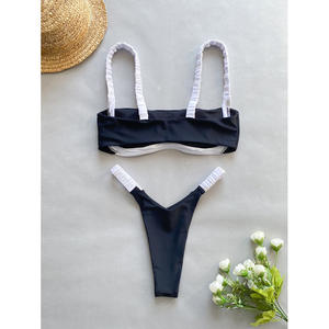 Nieuwe Patchwork Design Bikini Sexy Tube Top Bikini Strandkleding Hoge Taille Meisjes Badmode - Product Image 6