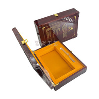 Boîte à vin en bois, coffret cadeau pour briques de thé, boîte à rabat en bois laqué rouge pour cosmétiques et objets de collection