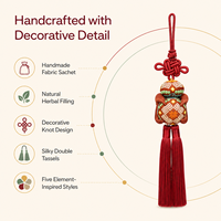 Pendentif de sac à main traditionnel oriental porte-bonheur en brocart tissé à la main avec franges, ornement parfumé pour la maison et la voiture