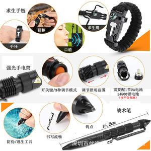 Survival Kit Outdoor Emergency Supplies Multi Functional First Aid Gear Camping Wilderness Survival Tools Army Green Bag Set - Product Image 3
