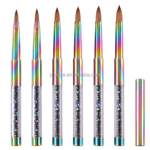 Brosse à ongles ovale plate en acrylique de luxe Kolinsky Hair pour débutants Virole sertie pour nettoyage à l'acétone - Product Image 2