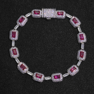 European American High-End Unisex Colorful <b>Gemstone</b> <b>Bracelet</b> Gold Plated 0.3m Thick Claw Setting Trendy Hip-Hop Wholesale - Product Image 3