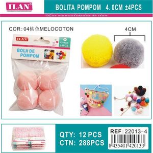 Pompon ILAN 4.0 Cm Colore Pesca, Materiali per Artigianato - Product Image 3