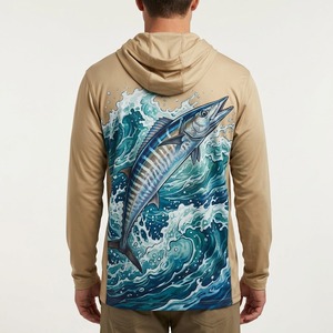 Vêtements de pêche UPF 50+ - Chemises à manches longues respirantes à séchage rapide imprimées par sublimation - Hoodie - Design personnalisé - Masque - 100% polyester - Product Image 6