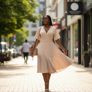 Robe en satin extensible grande taille pour femme, idéale pour le bureau, les tenues professionnelles, pour les femmes rondes à la peau foncée - Product Image 2