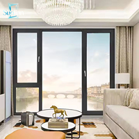 Fenêtre à battant contemporaine en aluminium avec verre trempé décoratif pour la conception de villas modernes