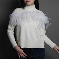 Pull en laine tricoté à plumes Tyan haut de gamme, design élégant, manches longues, coupe ajustée pour femme, collection printemps