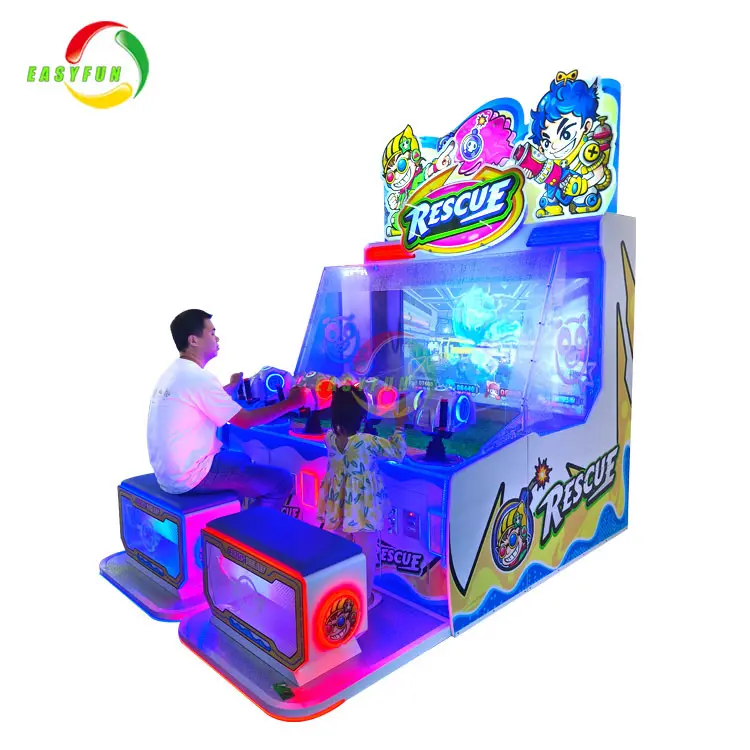 Easyfun सिक्का संचालित खेल मशीन 4 खिलाड़ियों इनडोर बच्चों आर्केड मशीन इनडोर बच्चों को पानी शूटिंग आर्केड खेल