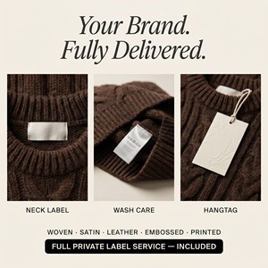Suéter de <span class=keywords><strong>lana</strong></span> grueso de punto trenzado personalizado de manga larga con cuello redondo para hombre, jersey de punto para hombre, suéteres de invierno para hombre, suéter para hombre - Product Image 5