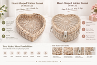 Panier en osier naturel en forme de cœur JY S3, écologique, fait main, pour cadeaux, rangement, mariage, Pâques, emballage