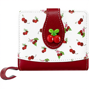 Cartera Larga de <span class=keywords><strong>Mujer</strong></span>, Diseño con Estampado de Frutas (Arándanos/Fresas/Cerezas), Cierre de Cremallera, Ranuras para Tarjetas con Bloqueo RFID - Product Image 1