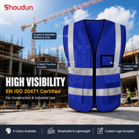 Gilet de sécurité réfléchissant haute visibilité avec poches et fermeture éclair pour hommes, vêtements de travail de construction, gilet de sécurité pour gardiens avec 5 poches
