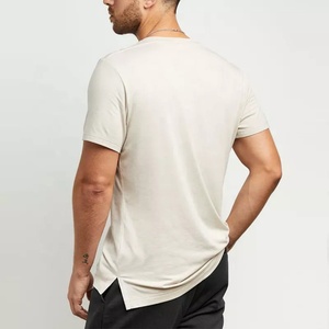 T-shirt de sport pour homme avec logo personnalisé, de haute qualité, coupe ajustée, uni, confortable, 100% coton - Product Image 2
