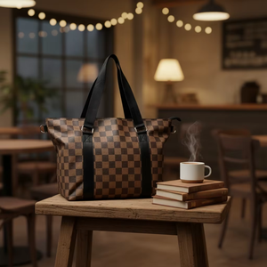 <span class=keywords><strong>Sac</strong></span> fourre-tout tendance et mignon, écologique, personnalisé, à carreaux, pour le shopping, le rangement, les voyages en extérieur et la plage, pour filles, avec fermeture éclair - Product Image 6