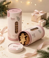 Boîte d'emballage en tube de papier rond imprimé sur mesure avec fenêtre transparente pour biscuits, macarons, bonbons, noix et cadeaux de boulangerie