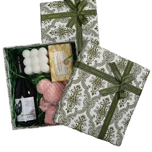 Custom Logo Beautiful Design Rigid Lid And Base Bottom Gift Packaging Lid And Base Paper Two Pieces Box With Ribbon