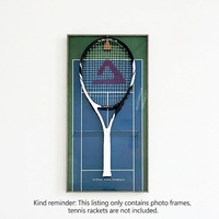 Marco de Fotos para Raqueta de Tenis de Metal y Madera, Decoración de Pared Rectangular Negra, Ecológica y Duradera, para Campeonatos Grand Slam
