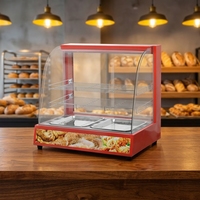 Vitrine chauffante électrique en acier inoxydable pour buffet, 220V 0.8KW, neuve, avec couvercle en verre – Offre Spéciale