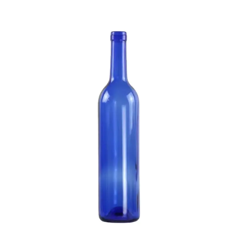 زجاجة نبيذ بوردو وزجاجات بيرة 750 مل زجاجية مطبوعة باللون الأزرق متعددة الألوان للمشروبات الأبيض والأحمر من شاندونج فلين
