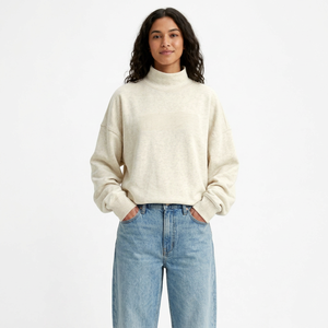 Laidback Women Oversized <b>Mock</b> <b>Neck</b> <b>Top</b> Relaxed Fit Soft Surface Everyday Casual Fashion Clothing Wear - Product Image 1