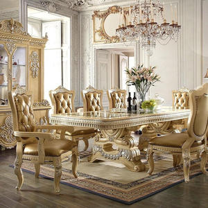 Tavolo da Pranzo Classico Europeo in Legno con 6-8 Sedie, Arredamento <span class=keywords><strong>Vintage</strong></span> per <span class=keywords><strong>Cucina</strong></span>, Set Completo di Lusso per Sala da Pranzo da 10-12 Posti - Product Image 2