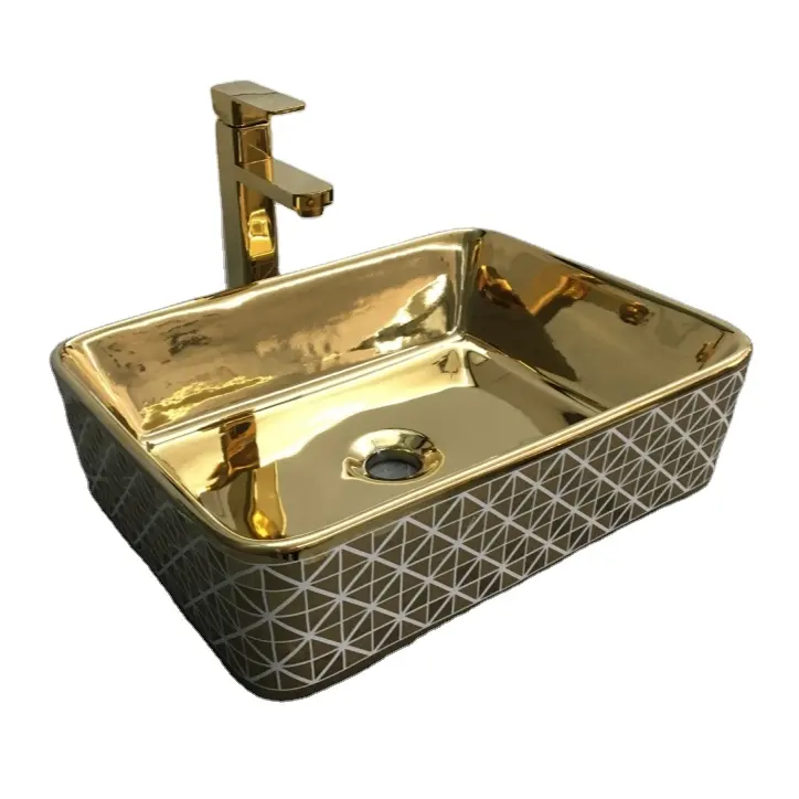 KD-01GBJ Bán Chạy nhất thiết kế màu sắc thiết bị vệ sinh mạ Vàng Gốm Bangladesh rửa lưu vực OEM Vàng kiểm tra thiết kế phòng tắm bồn rửa