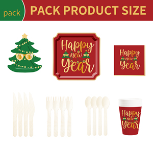 Juego de Vajilla Desechable DAMAI con Diseño Navideño, Platos, Vasos y Servilletas de Papel con Molde de Árbol de Navidad - Product Image 3