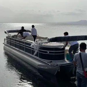 2023 baru 21ft-30ft aluminium mewah pesta hiburan keluarga air BBQ olahraga memancing Pontoon perahu