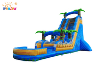 WINSUN Combo gonflable commercial pour adultes, château gonflable avec toboggan aquatique tropical marbré, double toboggan aquatique gonflable, modèle City